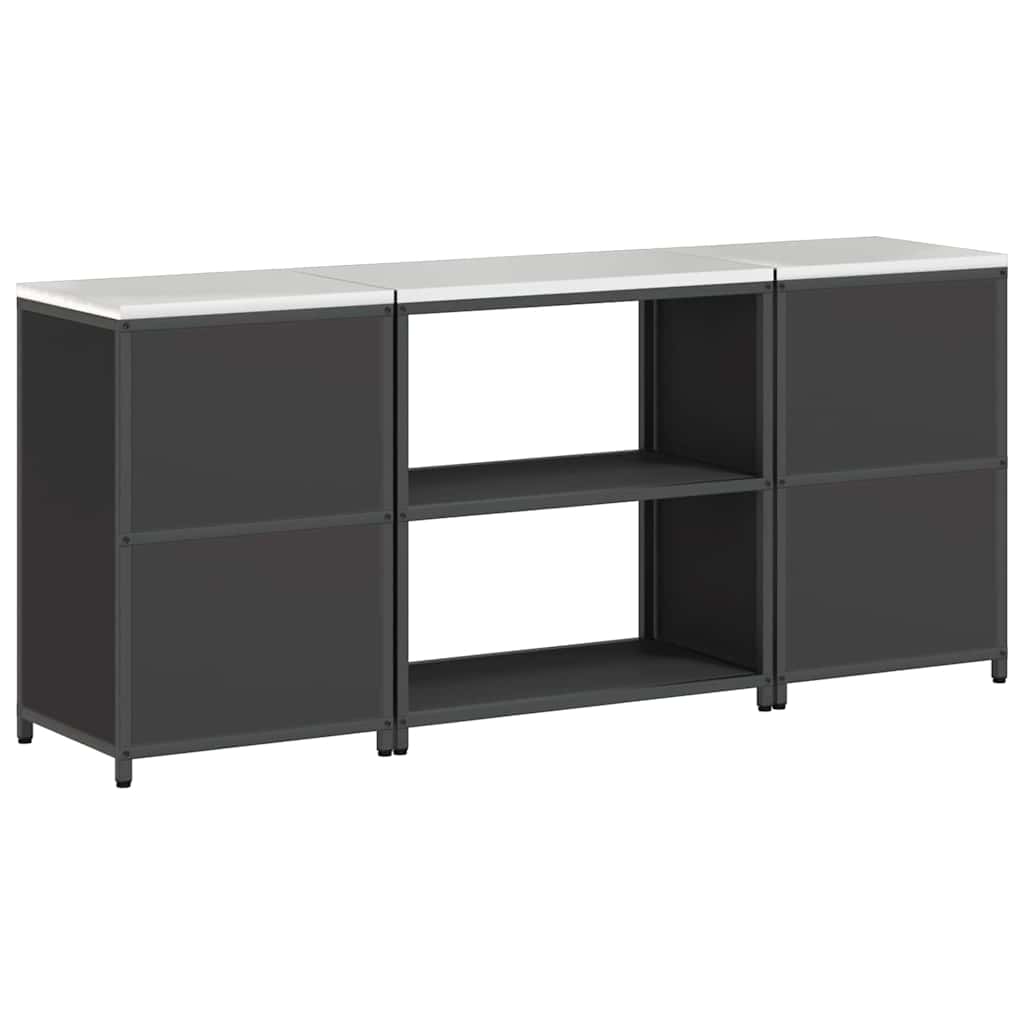 vidaXL Keukenopslag set 3 pcs Zwart 210 x 50 x 92 cm Koudgewalst staal