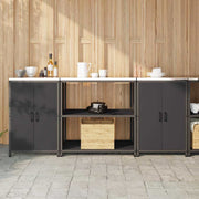 vidaXL Keukenopslag set 3 pcs Zwart 210 x 50 x 92 cm Koudgewalst staal