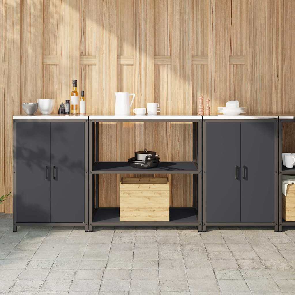 vidaXL Keukenopslag set 3 pcs Zwart 210 x 50 x 92 cm Koudgewalst staal