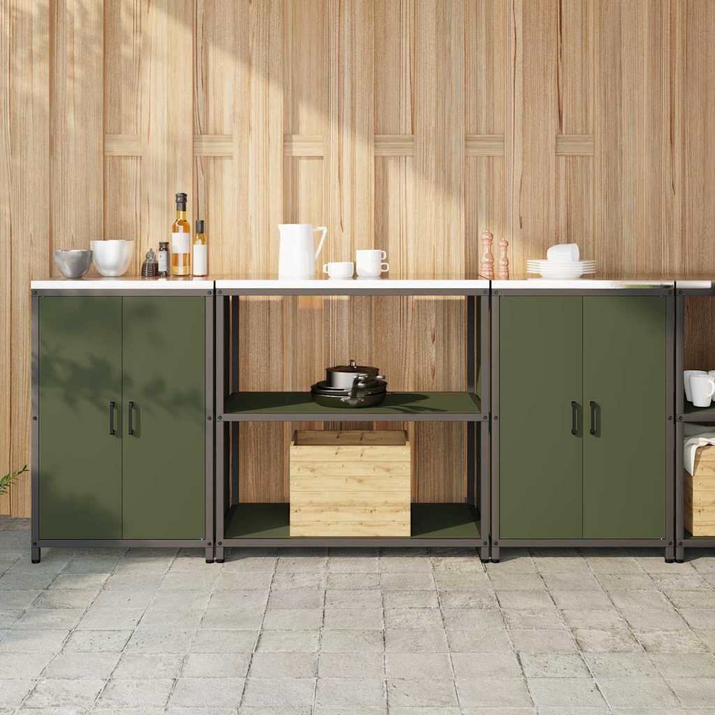 vidaXL Keukenopslag set 3 pcs Zwart 210 x 50 x 92 cm Koudgewalst staal