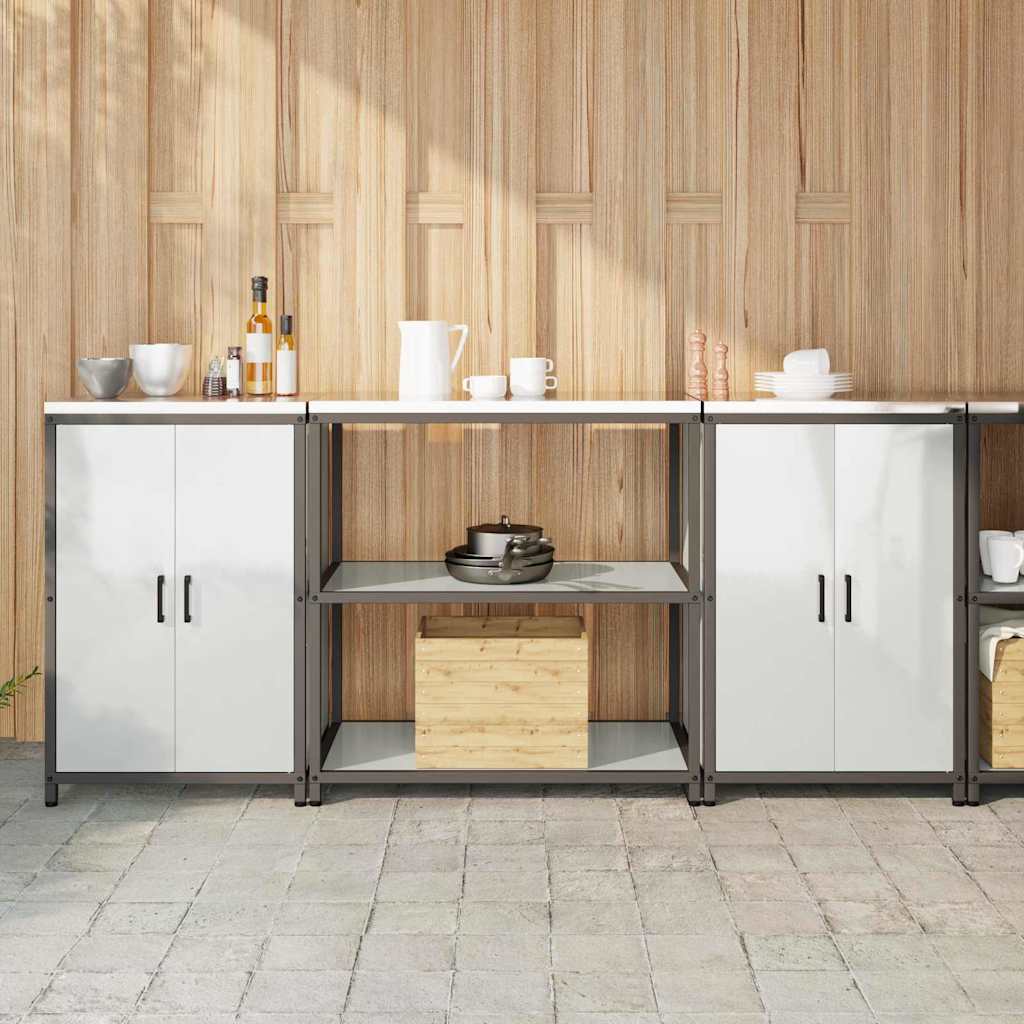 vidaXL Keukenopslag set 3 pcs Zwart 210 x 50 x 92 cm Koudgewalst staal