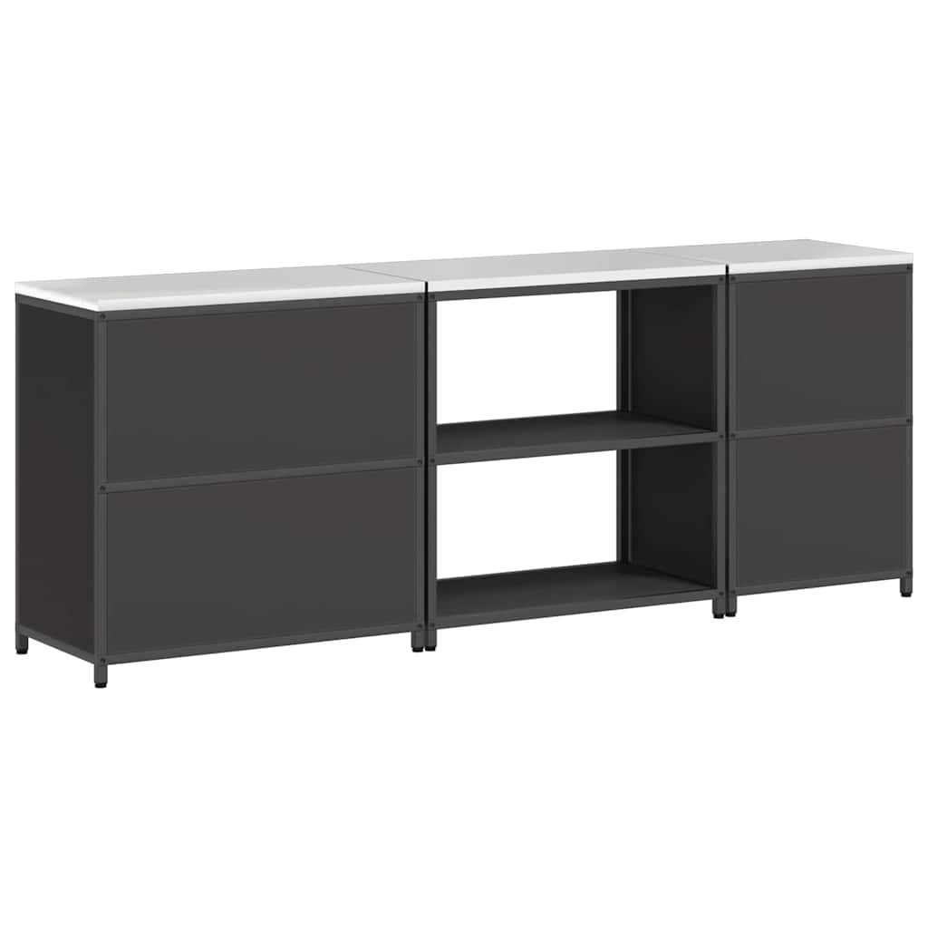 vidaXL Keukenopslag set 3 pcs Zwart 240 x 50 x 92 cm Koudgewalst staal