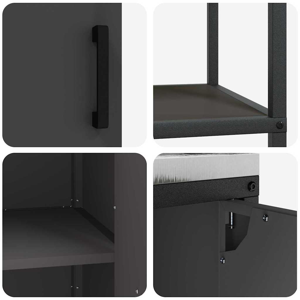 vidaXL Keukenopslag set 3 pcs Zwart 240 x 50 x 92 cm Koudgewalst staal