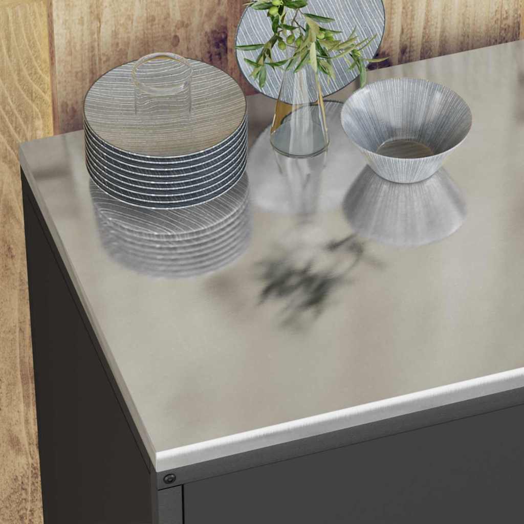 vidaXL Keukenopslag set 3 pcs Zwart 240 x 50 x 92 cm Koudgewalst staal
