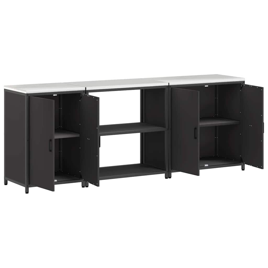 vidaXL Keukenopslag set 3 pcs Zwart 240 x 50 x 92 cm Koudgewalst staal
