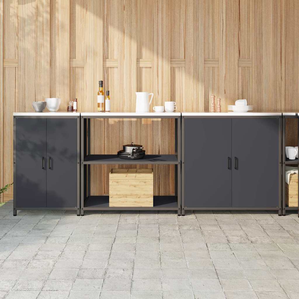 vidaXL Keukenopslag set 3 pcs Zwart 240 x 50 x 92 cm Koudgewalst staal