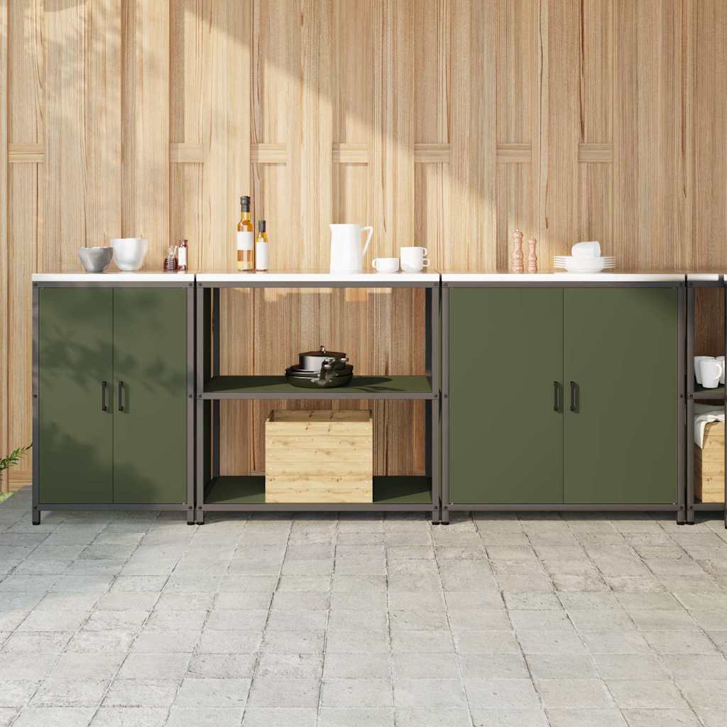vidaXL Keukenopslag set 3 pcs Zwart 240 x 50 x 92 cm Koudgewalst staal