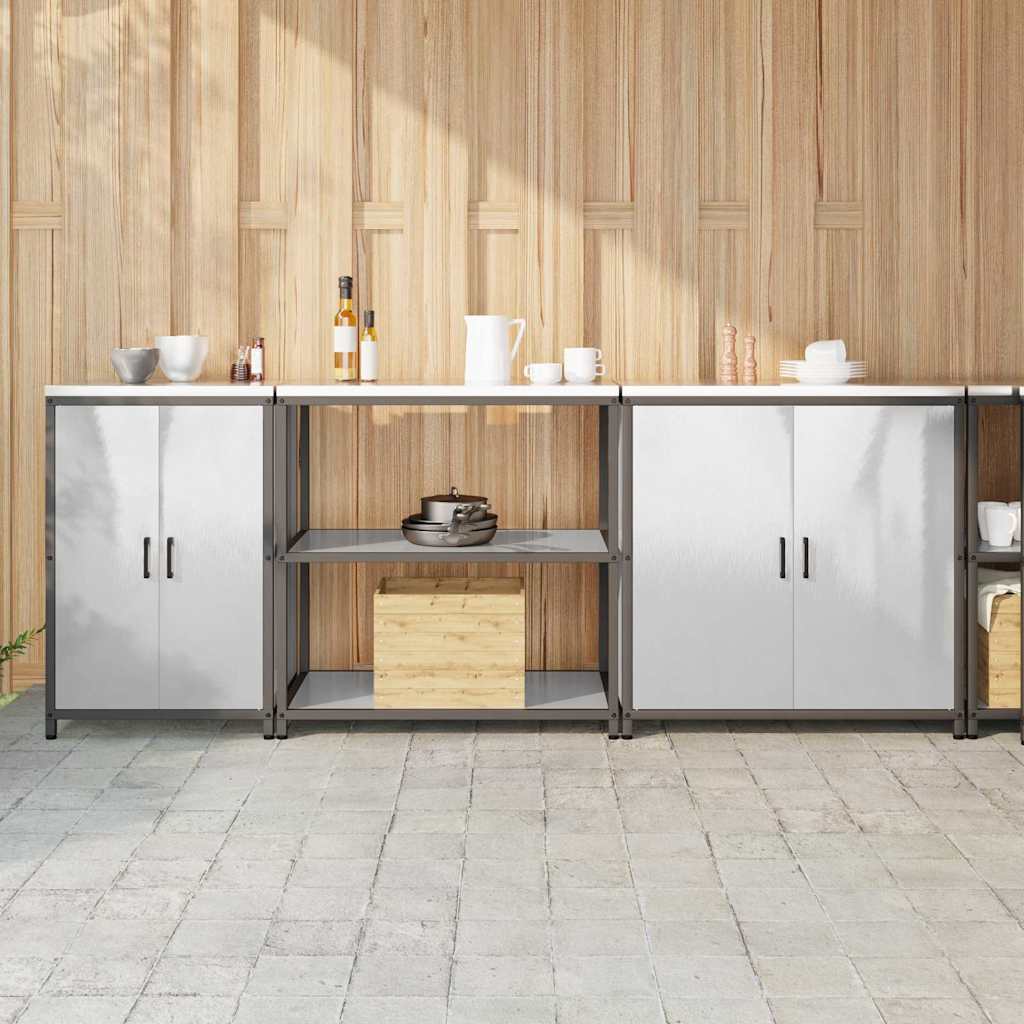 vidaXL Keukenopslag set 3 pcs Zwart 240 x 50 x 92 cm Koudgewalst staal
