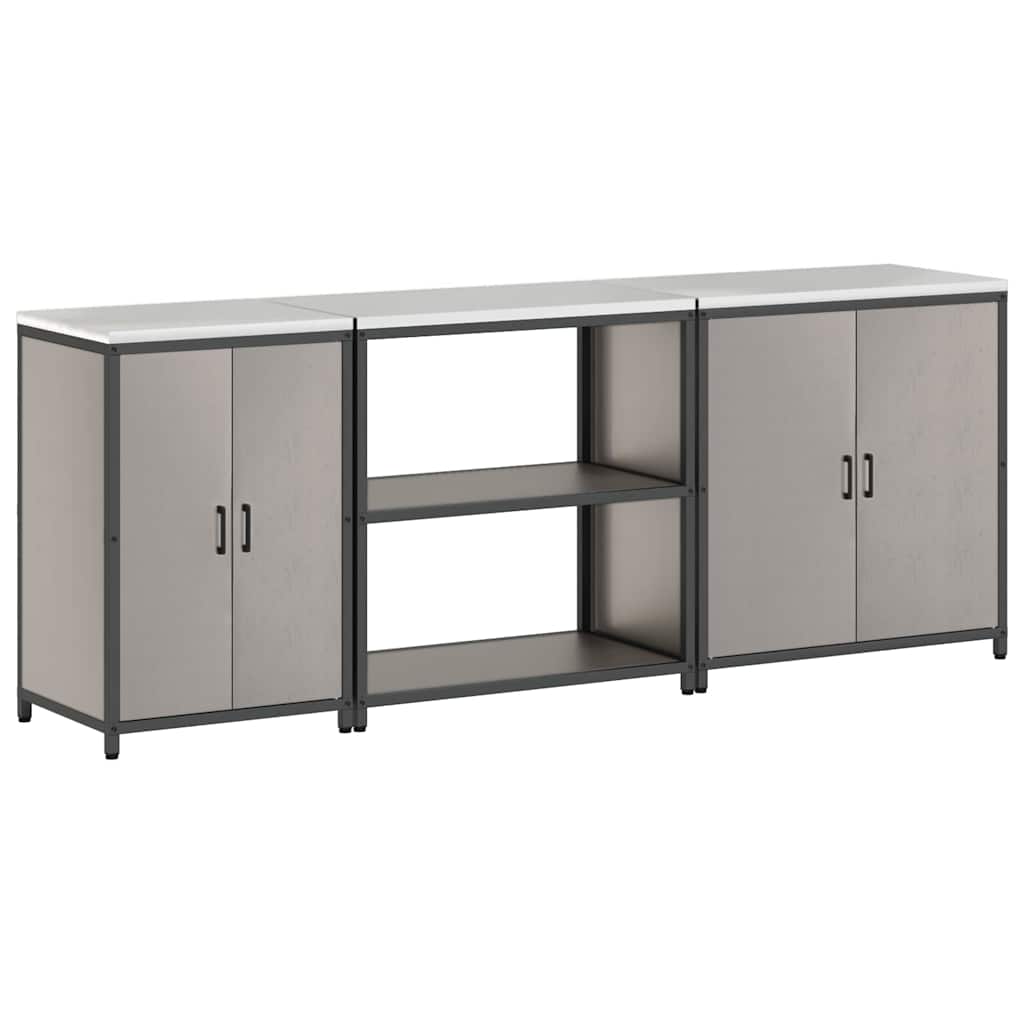 vidaXL Keukenopslag set 3 pcs Zwart 240 x 50 x 92 cm Koudgewalst staal