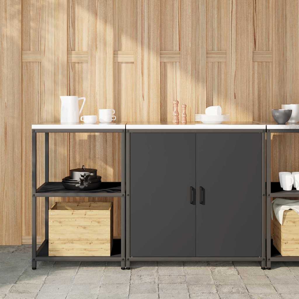 vidaXL Keukenopslag set 2 pcs Zwart 180 x 50 x 92 cm Koudgewalst staal