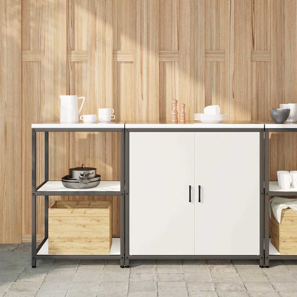 vidaXL Keukenopslag set 2 pcs Zwart 180 x 50 x 92 cm Koudgewalst staal