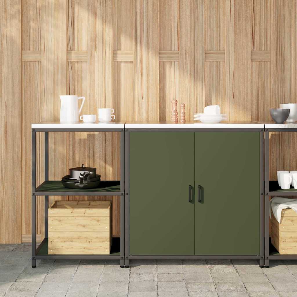 vidaXL Keukenopslag set 2 pcs Zwart 180 x 50 x 92 cm Koudgewalst staal