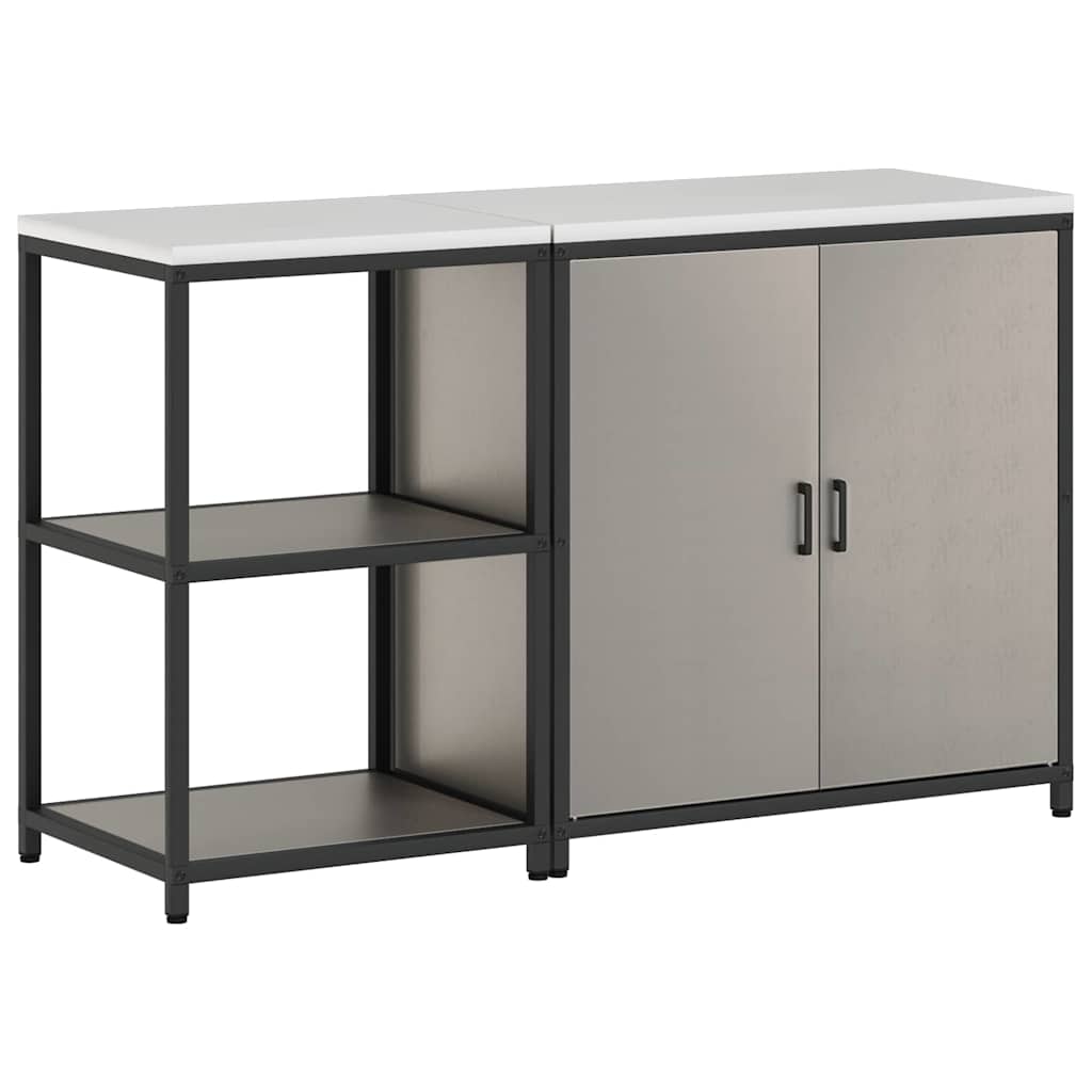 vidaXL Keukenopslag set 2 pcs Zwart 180 x 50 x 92 cm Koudgewalst staal