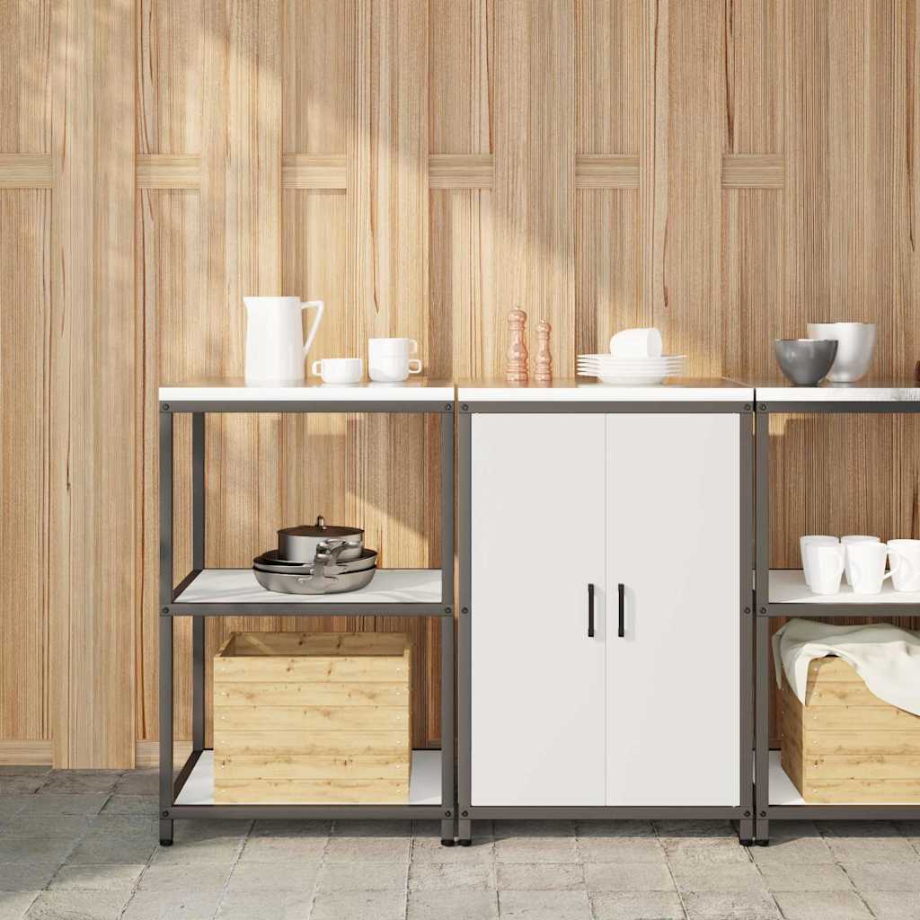 vidaXL Keukenopslag set 2 pcs Zwart 150 x 50 x 92 cm Koudgewalst staal