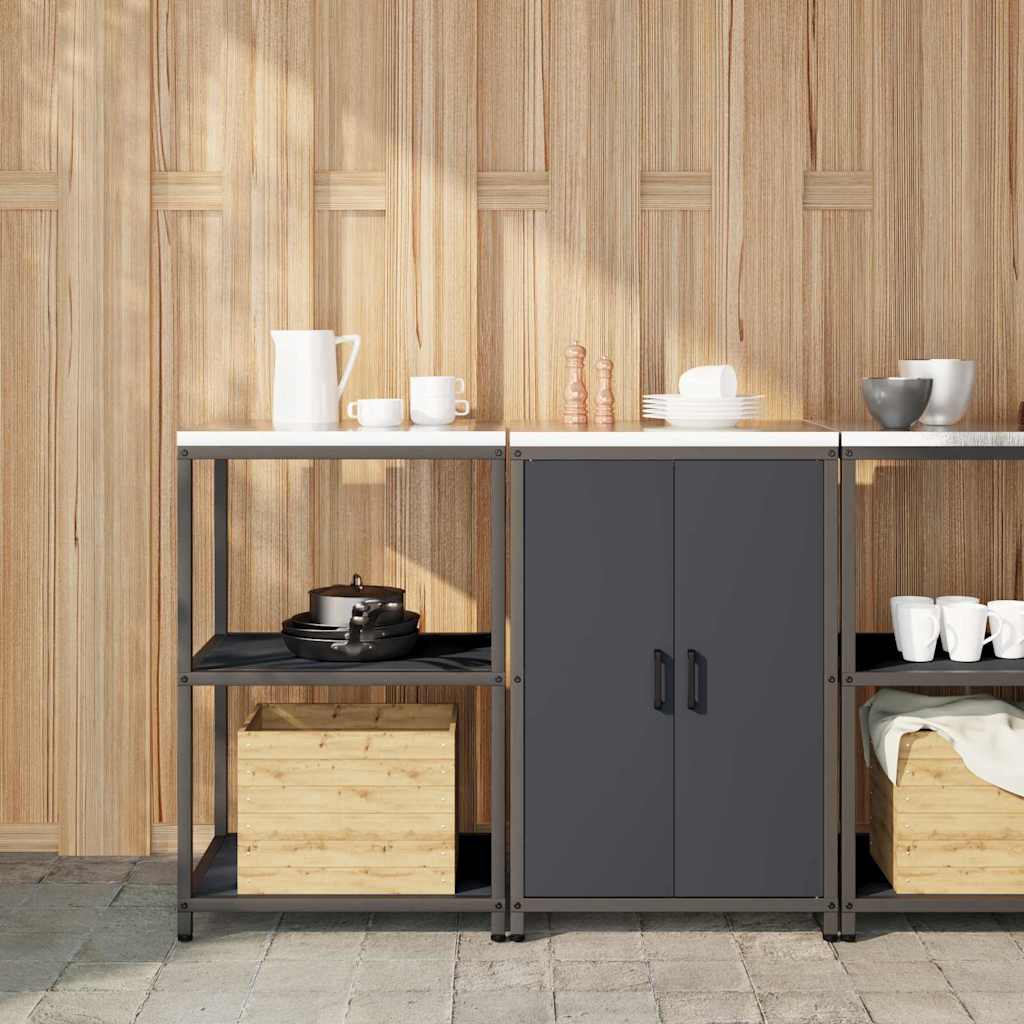 vidaXL Keukenopslag set 2 pcs Zwart 150 x 50 x 92 cm Koudgewalst staal