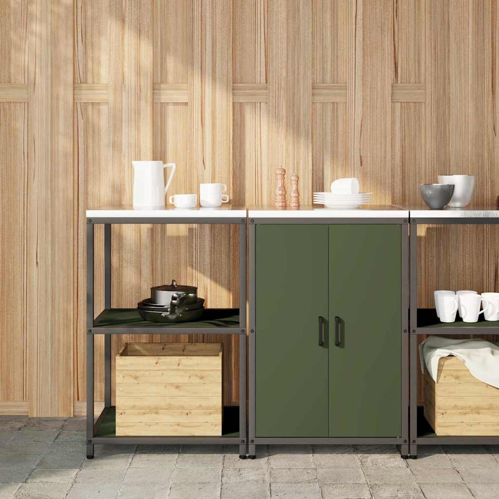 vidaXL Keukenopslag set 2 pcs Zwart 150 x 50 x 92 cm Koudgewalst staal