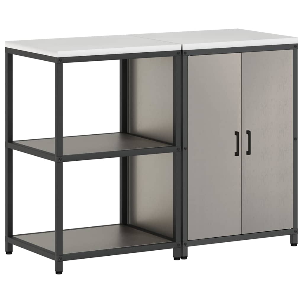 vidaXL Keukenopslag set 2 pcs Zwart 150 x 50 x 92 cm Koudgewalst staal