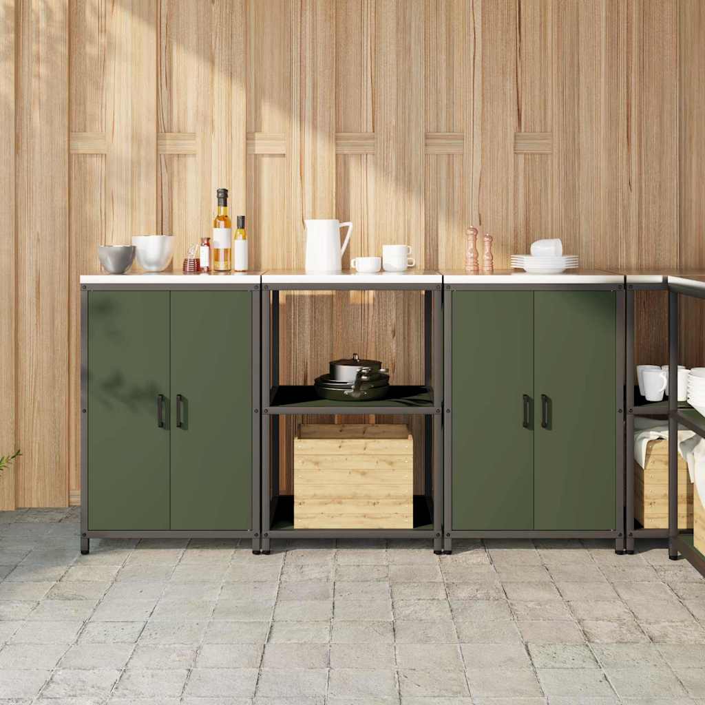 vidaXL Keukenopslag set 3 pcs Zwart 210 x 50 x 92 cm Koudgewalst staal