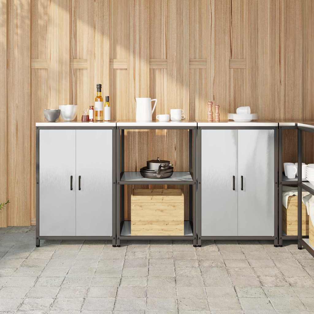 vidaXL Keukenopslag set 3 pcs Zwart 210 x 50 x 92 cm Koudgewalst staal