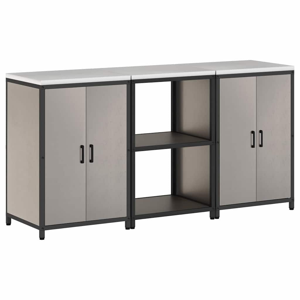vidaXL Keukenopslag set 3 pcs Zwart 210 x 50 x 92 cm Koudgewalst staal