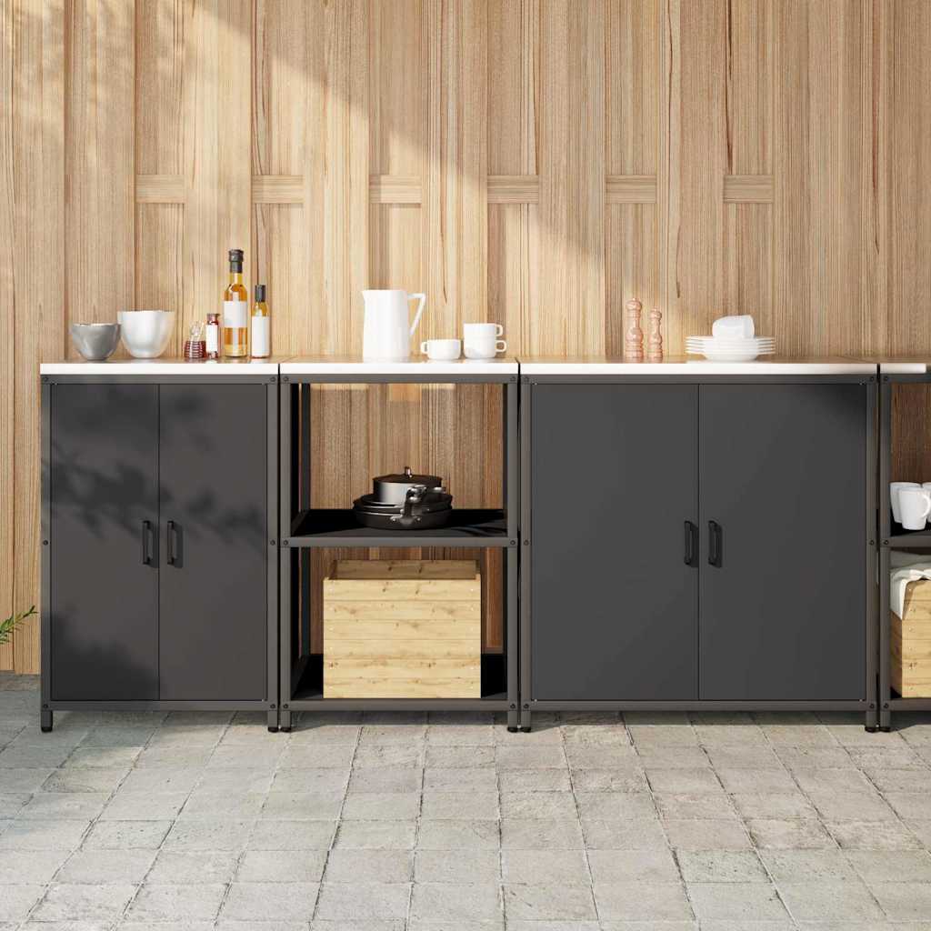 vidaXL Keukenopslag set 3 pcs Zwart 240 x 50 x 92 cm Koudgewalst staal