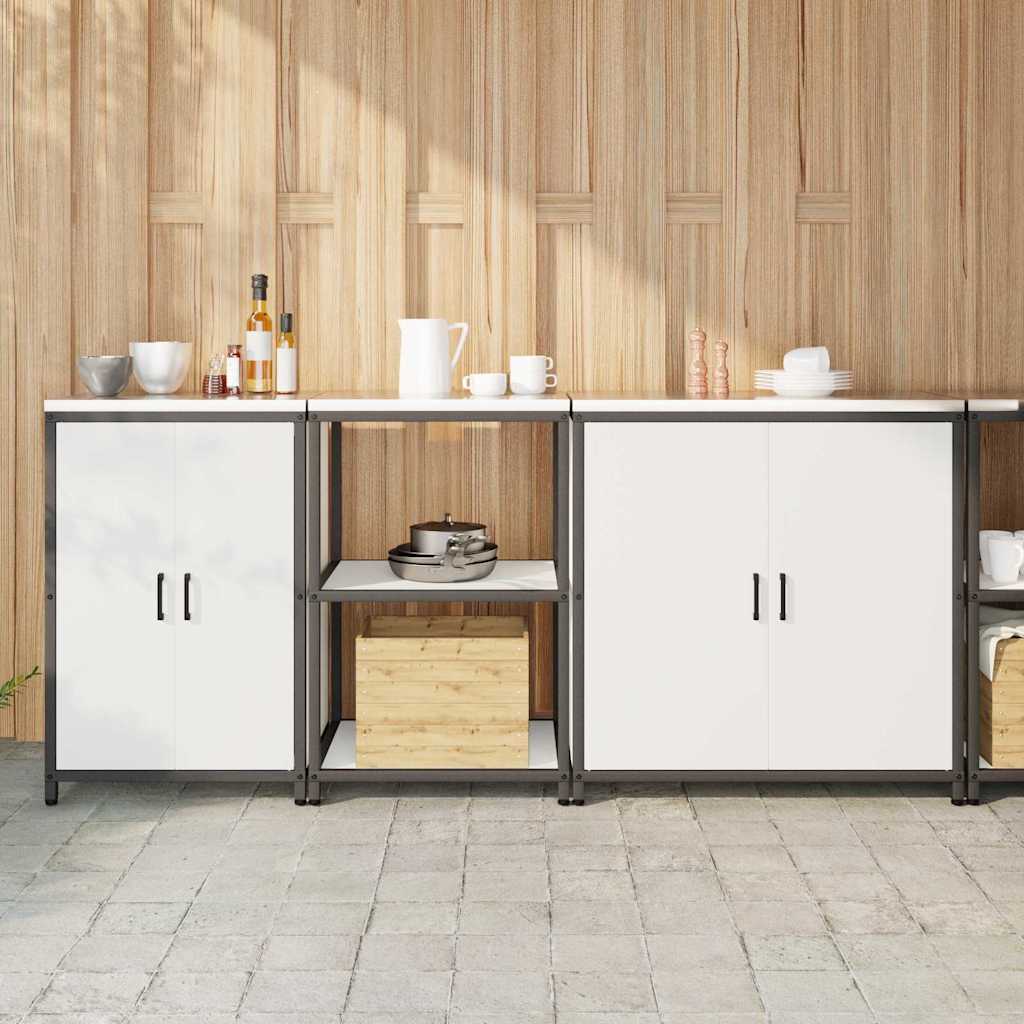 vidaXL Keukenopslag set 3 pcs Zwart 240 x 50 x 92 cm Koudgewalst staal
