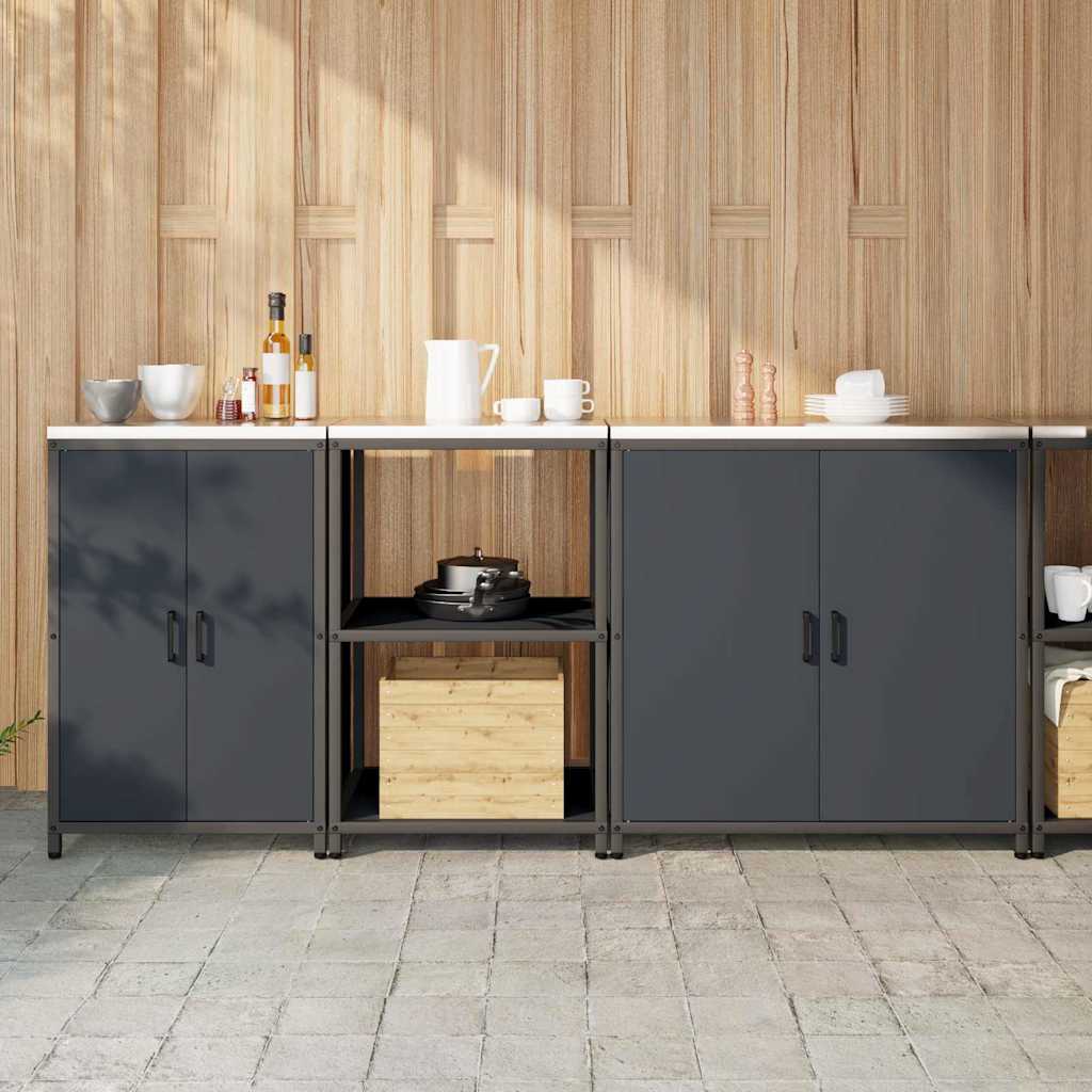 vidaXL Keukenopslag set 3 pcs Zwart 240 x 50 x 92 cm Koudgewalst staal