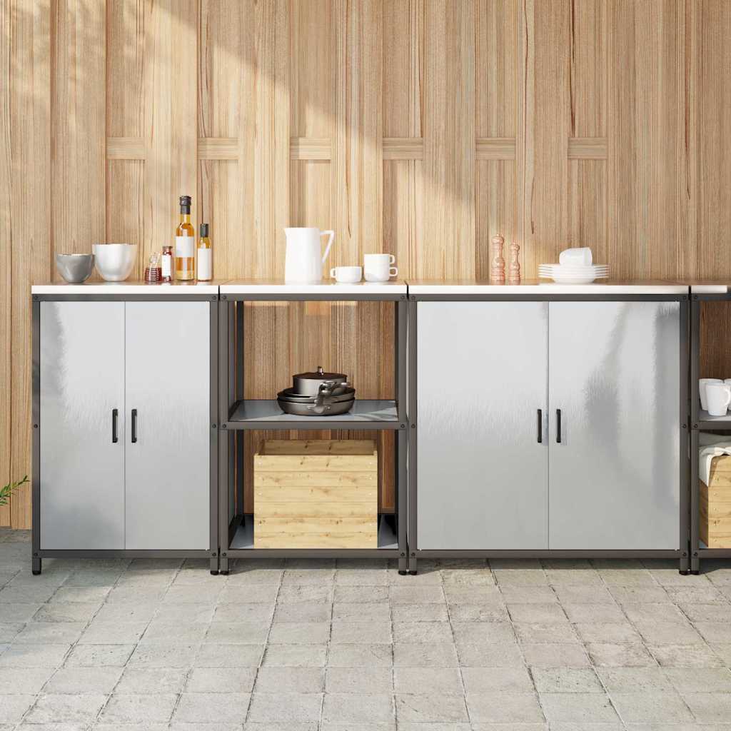 vidaXL Keukenopslag set 3 pcs Zwart 240 x 50 x 92 cm Koudgewalst staal