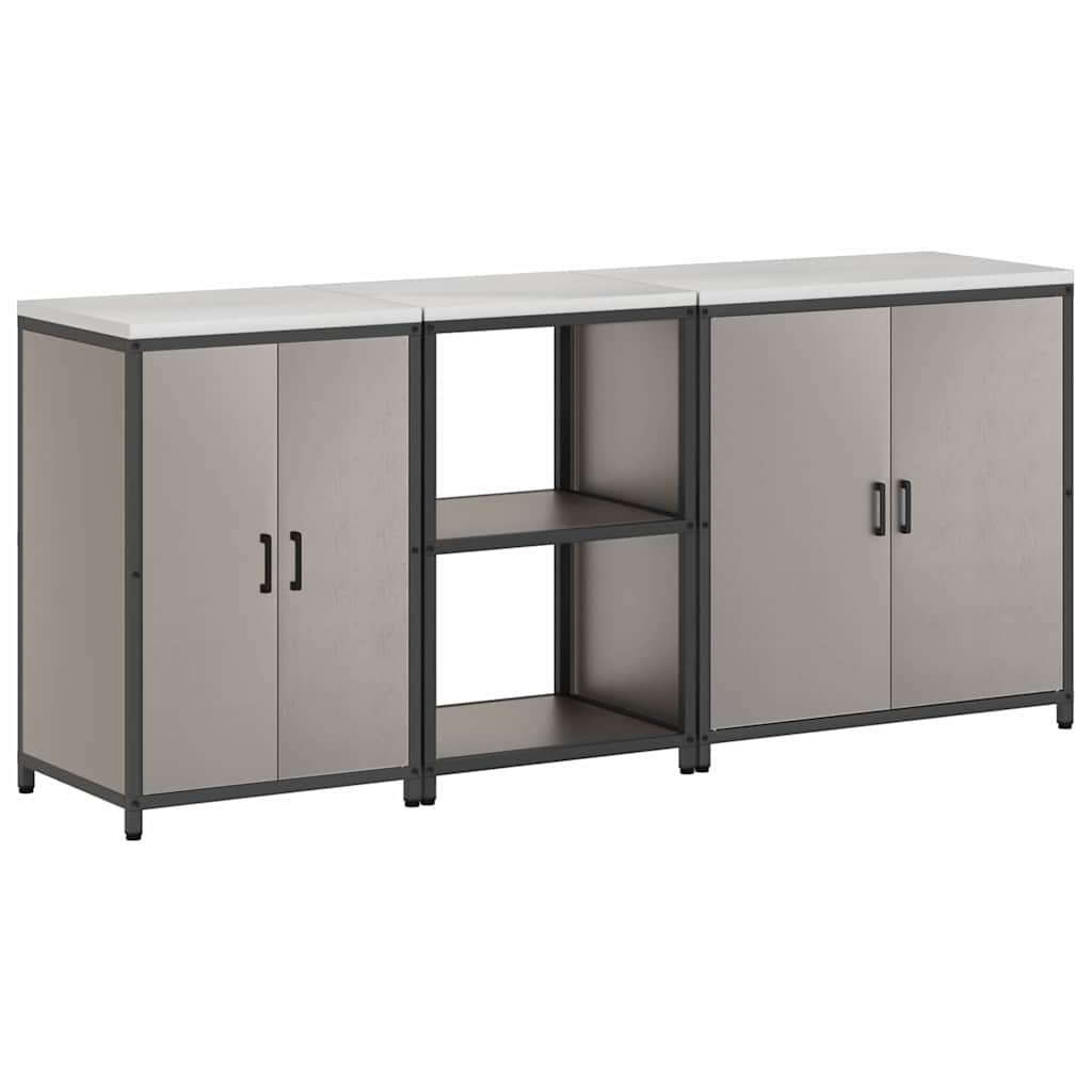vidaXL Keukenopslag set 3 pcs Zwart 240 x 50 x 92 cm Koudgewalst staal