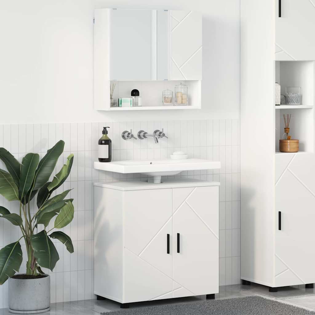 vidaXL Badkamermeubelset 2 pcs Wit 61 x 35 x 64 cm Bewerkt hout