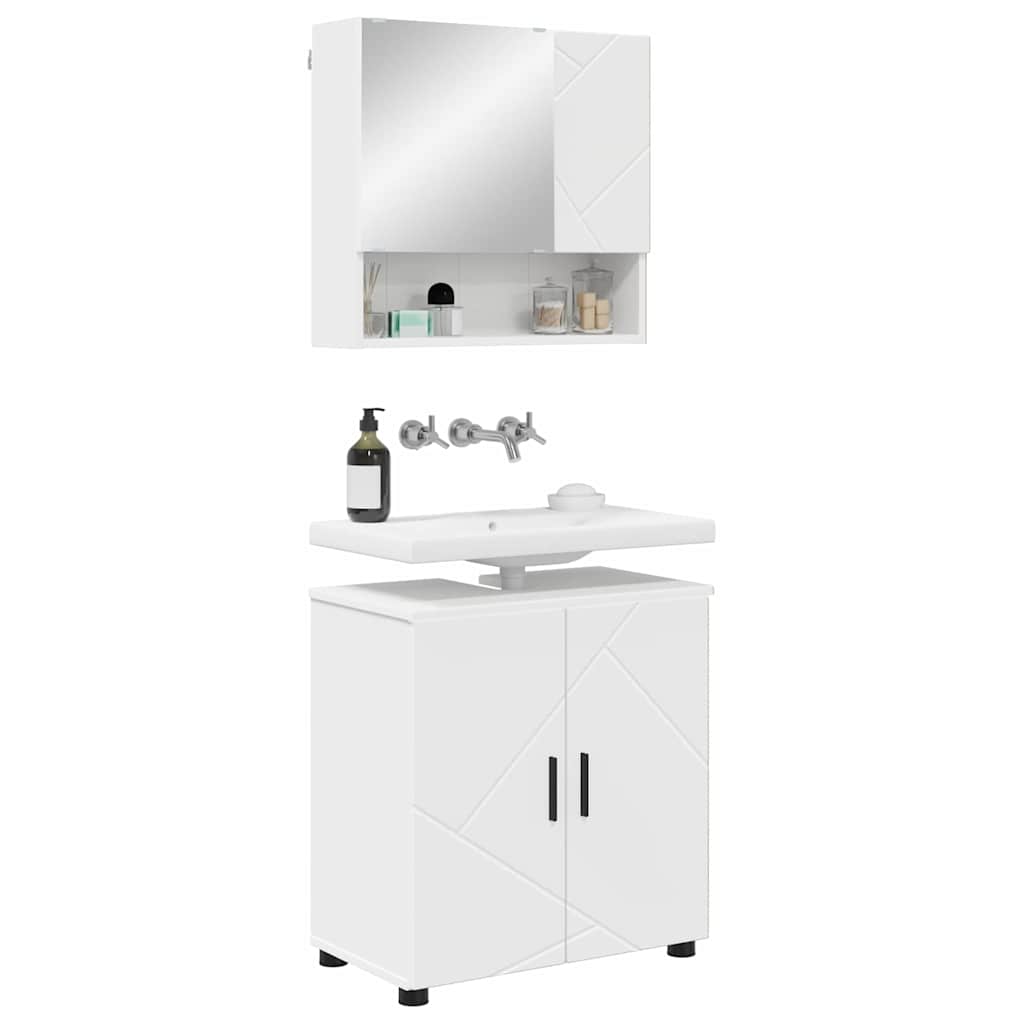 vidaXL Badkamermeubelset 2 pcs Wit 61 x 35 x 64 cm Bewerkt hout