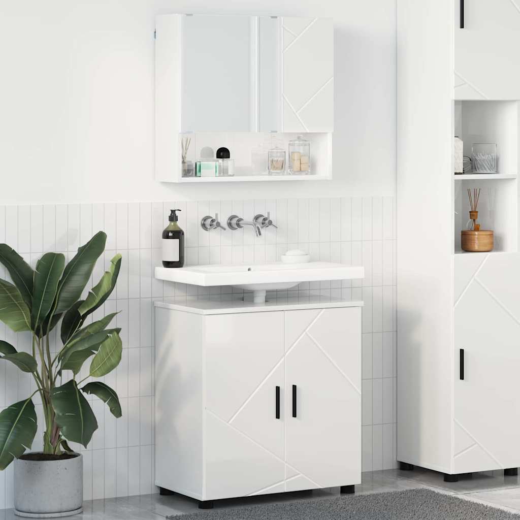 vidaXL Badkamermeubelset 2 pcs Wit 61 x 35 x 64 cm Bewerkt hout