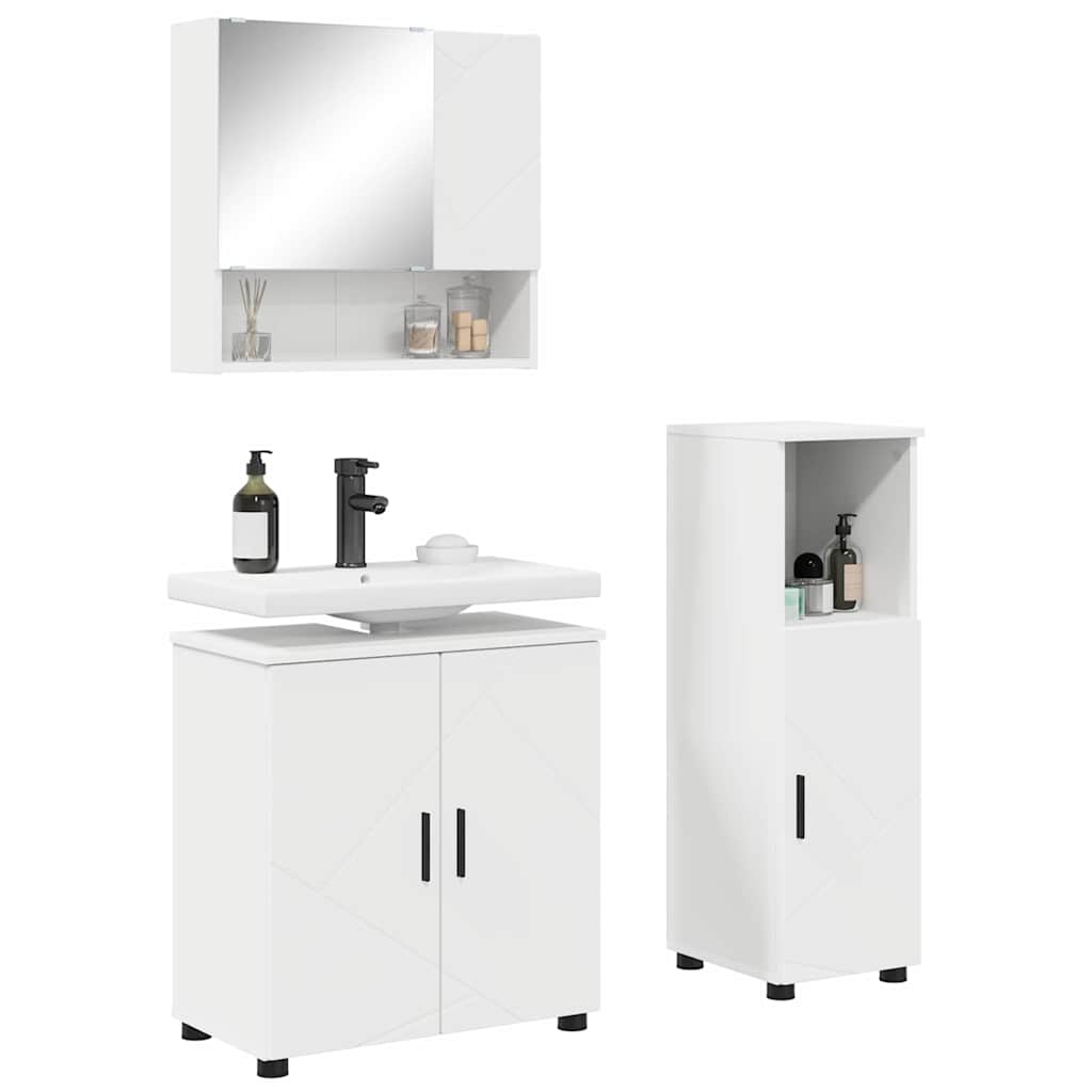 vidaXL Badkamermeubelset 3 pcs Wit 61 x 35 x 64 cm Bewerkt hout