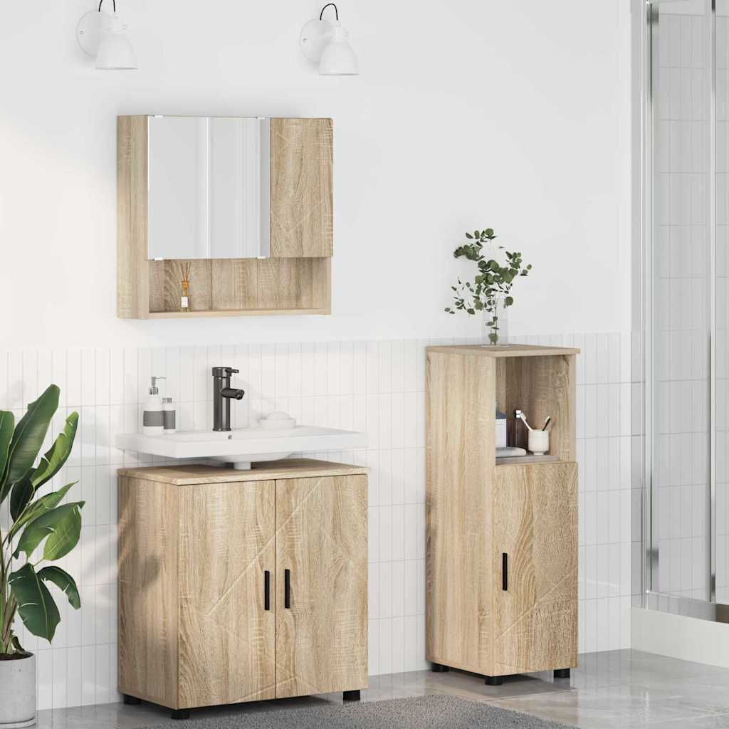 vidaXL Badkamermeubelset 3 pcs Wit 61 x 35 x 64 cm Bewerkt hout