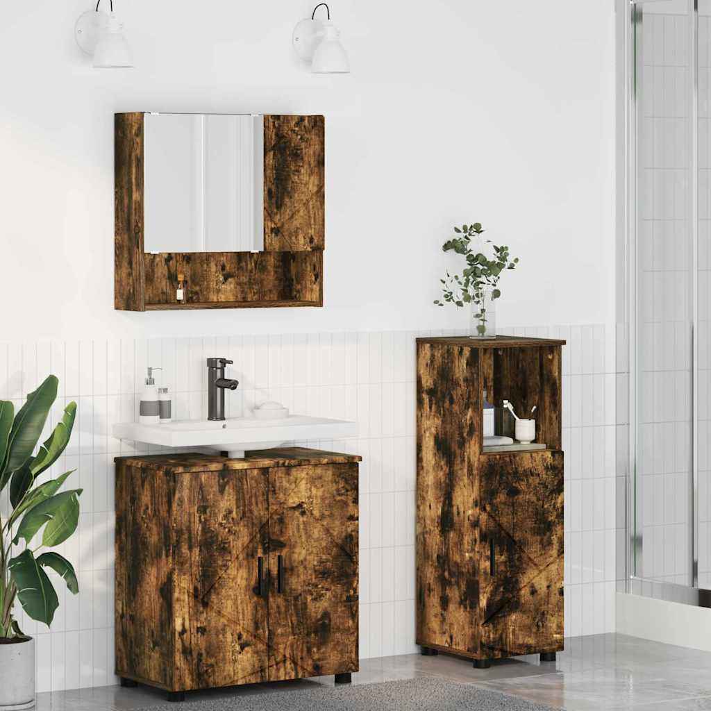 vidaXL Badkamermeubelset 3 pcs Wit 61 x 35 x 64 cm Bewerkt hout