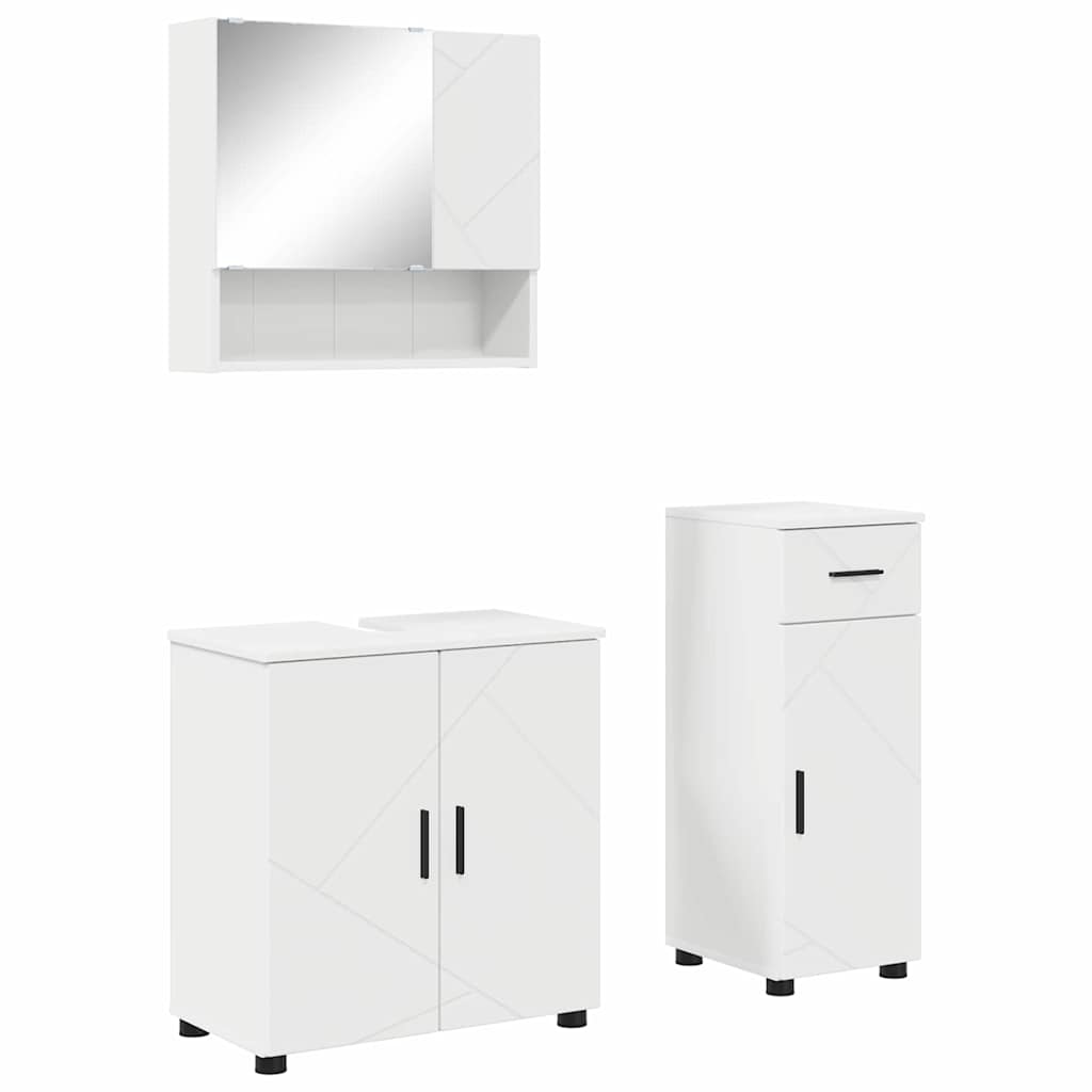 vidaXL Badkamermeubelset 3 pcs Wit 61 x 35 x 64 cm Bewerkt hout
