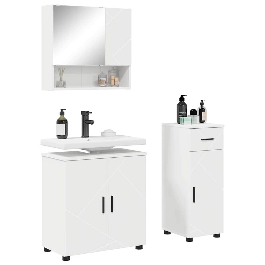 vidaXL Badkamermeubelset 3 pcs Wit 61 x 35 x 64 cm Bewerkt hout