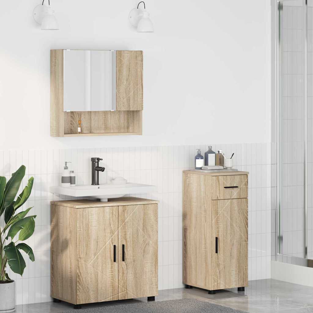 vidaXL Badkamermeubelset 3 pcs Wit 61 x 35 x 64 cm Bewerkt hout