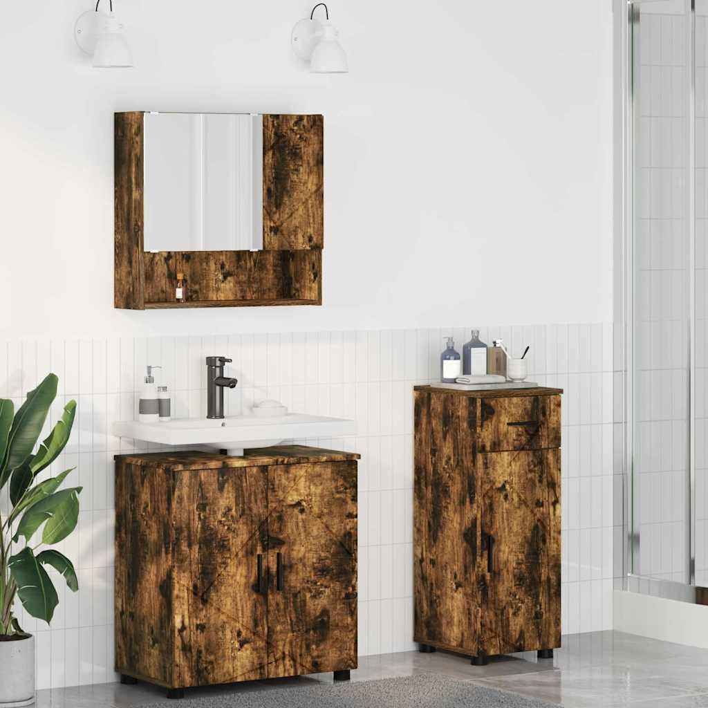 vidaXL Badkamermeubelset 3 pcs Wit 61 x 35 x 64 cm Bewerkt hout