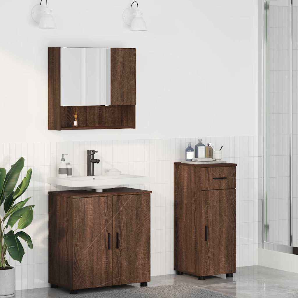 vidaXL Badkamermeubelset 3 pcs Wit 61 x 35 x 64 cm Bewerkt hout