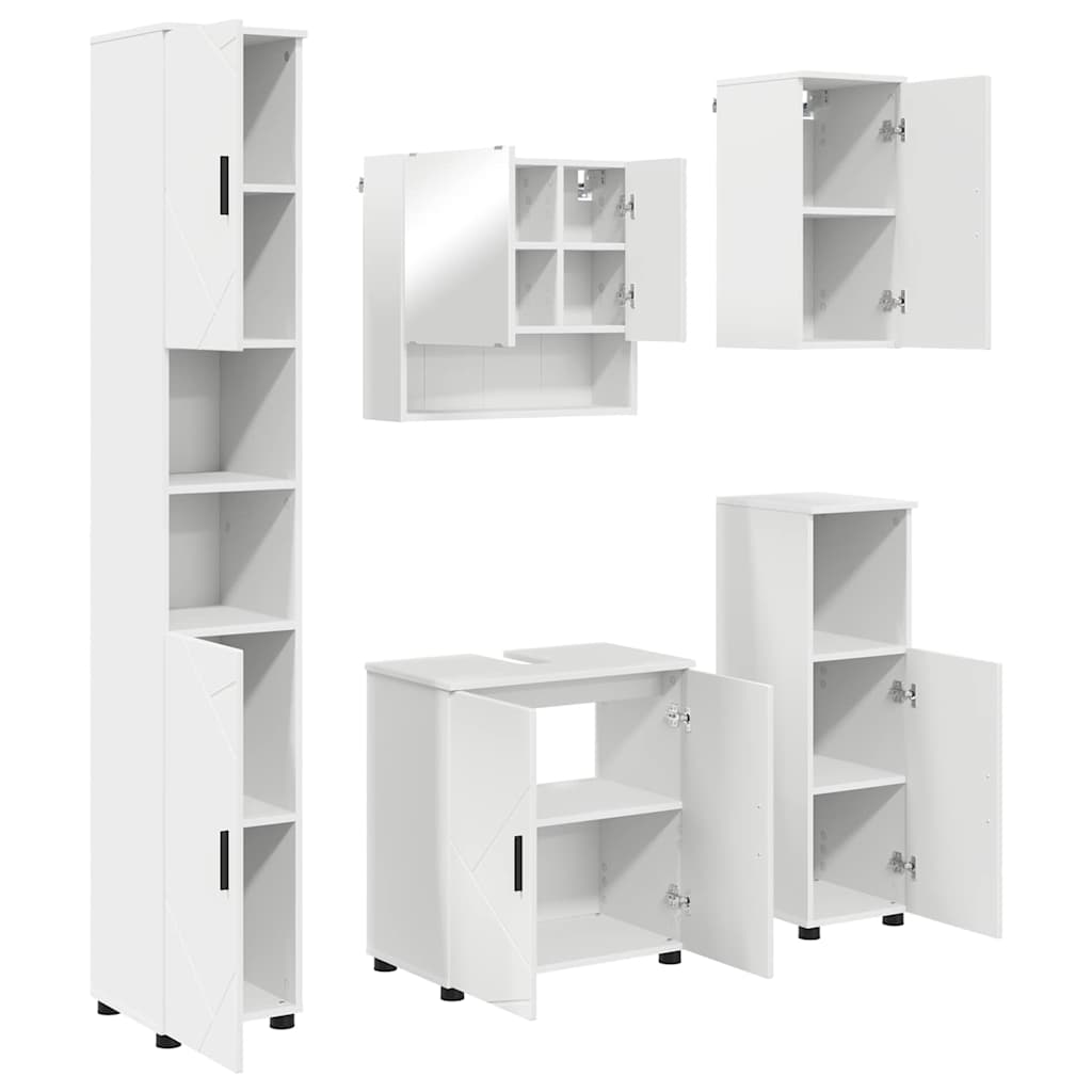 vidaXL Badkamermeubelset 5 pcs Wit 61 x 35 x 64 cm Bewerkt hout