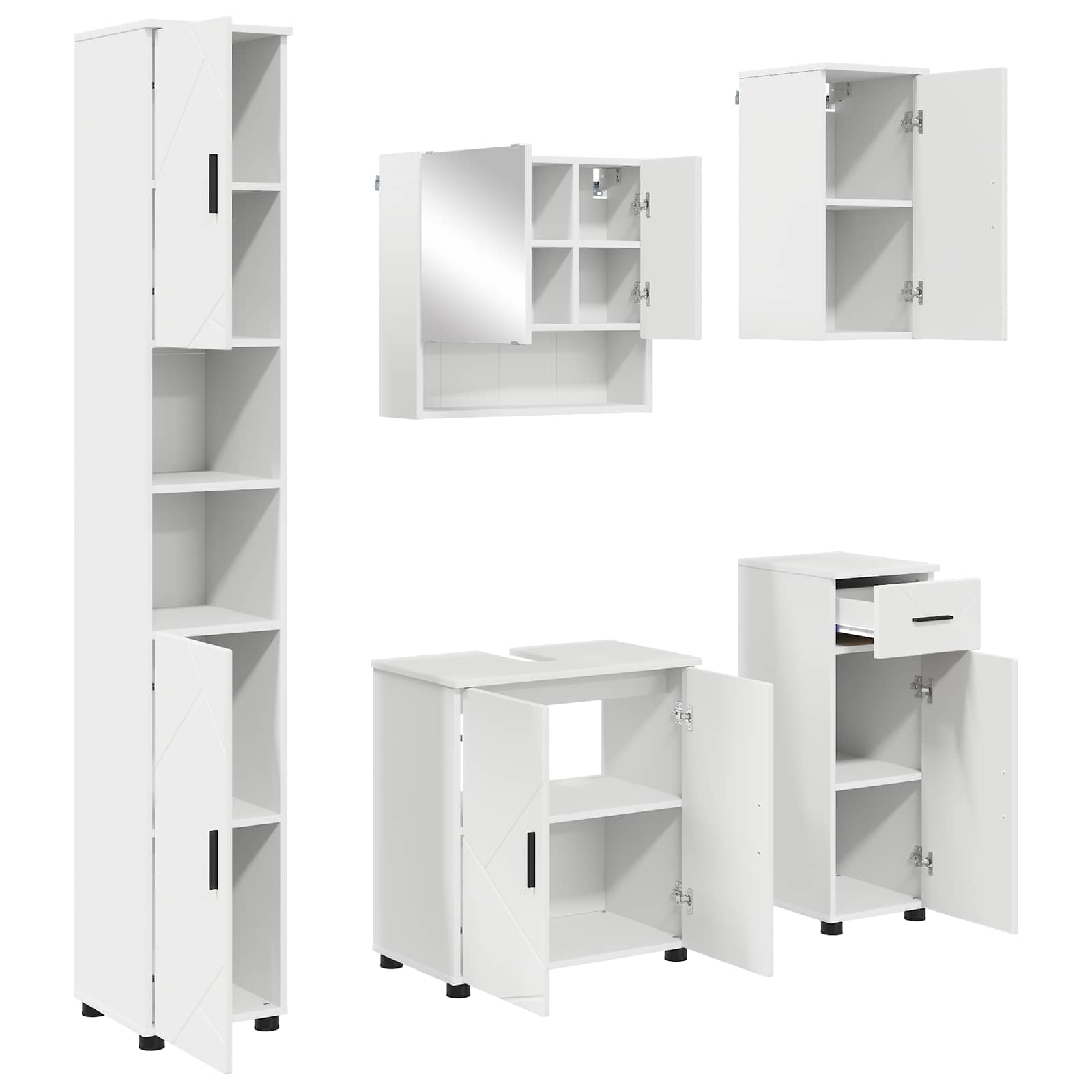 vidaXL Badkamermeubelset 5 pcs Wit 61 x 35 x 64 cm Bewerkt hout