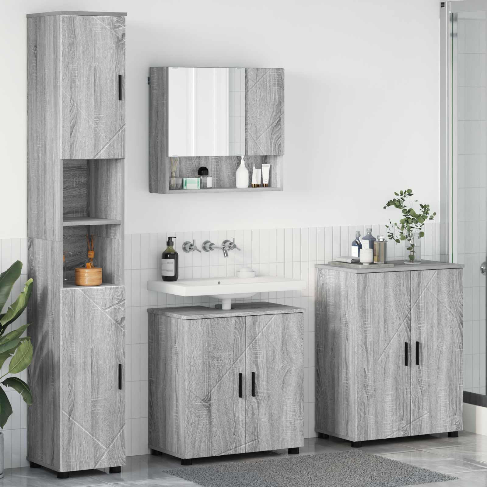 vidaXL Badkamermeubelset 4 pcs Wit 61 x 35 x 64 cm Bewerkt hout