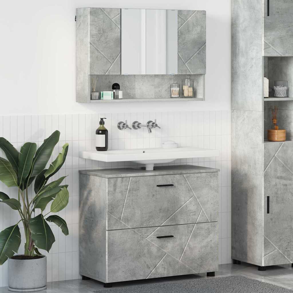 vidaXL Badkamermeubelset 2 pcs Zwart 76,5 x 35 x 64 cm Bewerkt hout