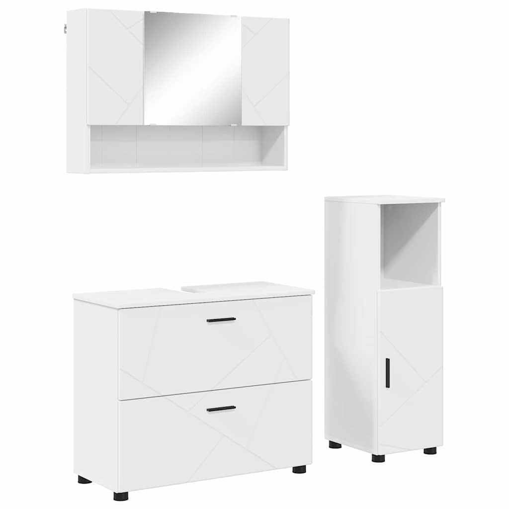 vidaXL Badkamermeubelset 3 pcs Wit 76,5 x 35 x 64 cm Bewerkt hout