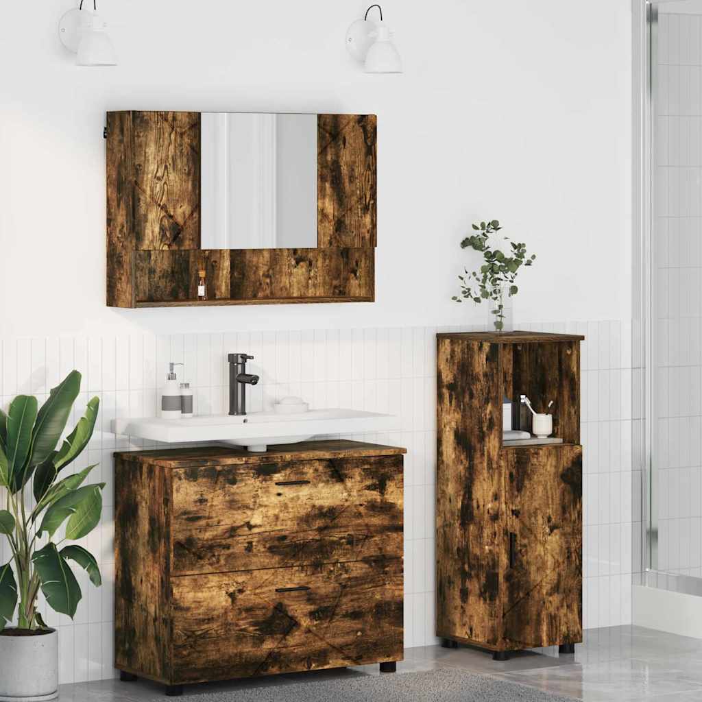 vidaXL Badkamermeubelset 3 pcs Wit 76,5 x 35 x 64 cm Bewerkt hout