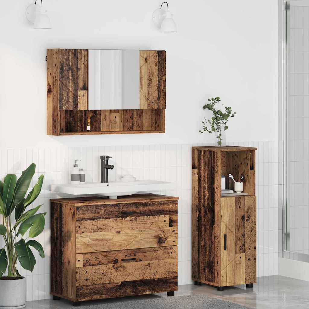 vidaXL Badkamermeubelset 3 pcs Wit 76,5 x 35 x 64 cm Bewerkt hout
