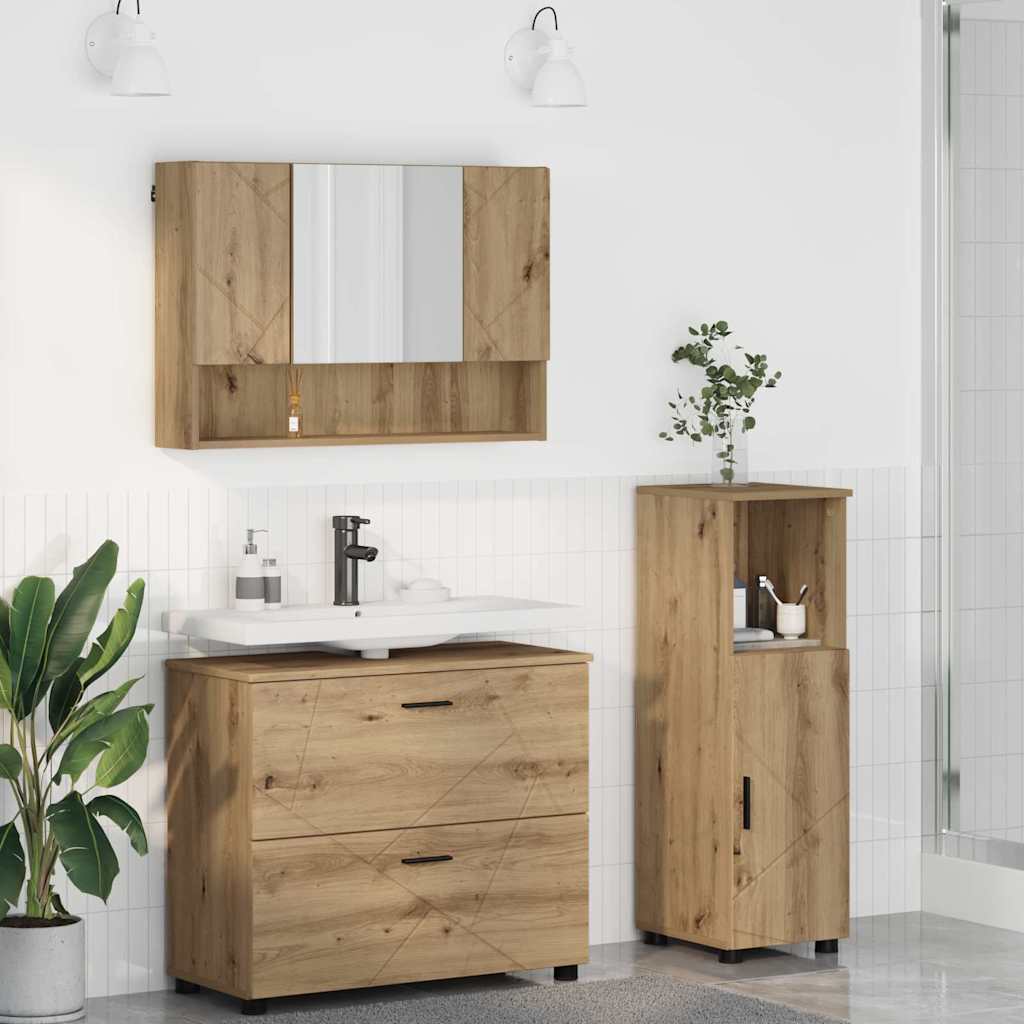 vidaXL Badkamermeubelset 3 pcs Wit 76,5 x 35 x 64 cm Bewerkt hout