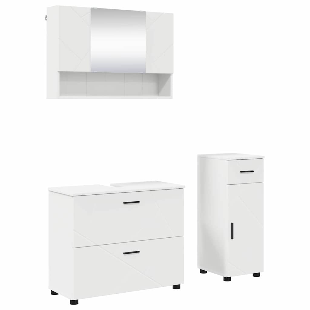 vidaXL Badkamermeubelset 3 pcs Wit 76,5 x 35 x 64 cm Bewerkt hout