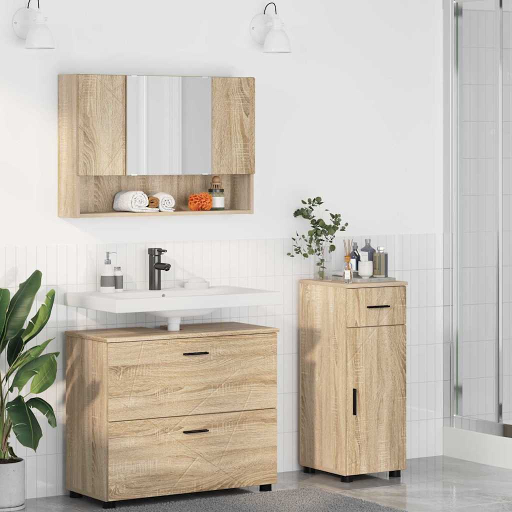 vidaXL Badkamermeubelset 3 pcs Wit 76,5 x 35 x 64 cm Bewerkt hout
